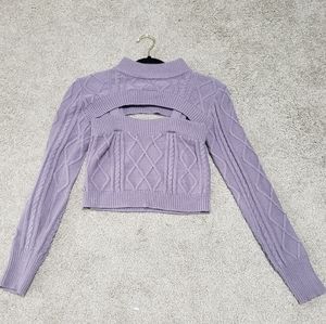 Purple Knit Super Crop Sweater and Cami Top